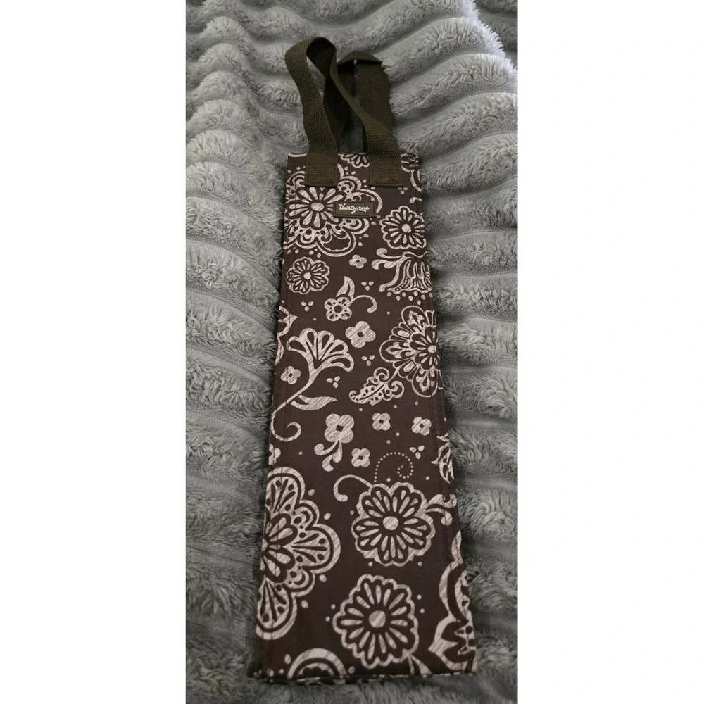 Thirty One Insulated Wine Bag Tote‎ Brown And White Flower Pattern.  Whimsical
